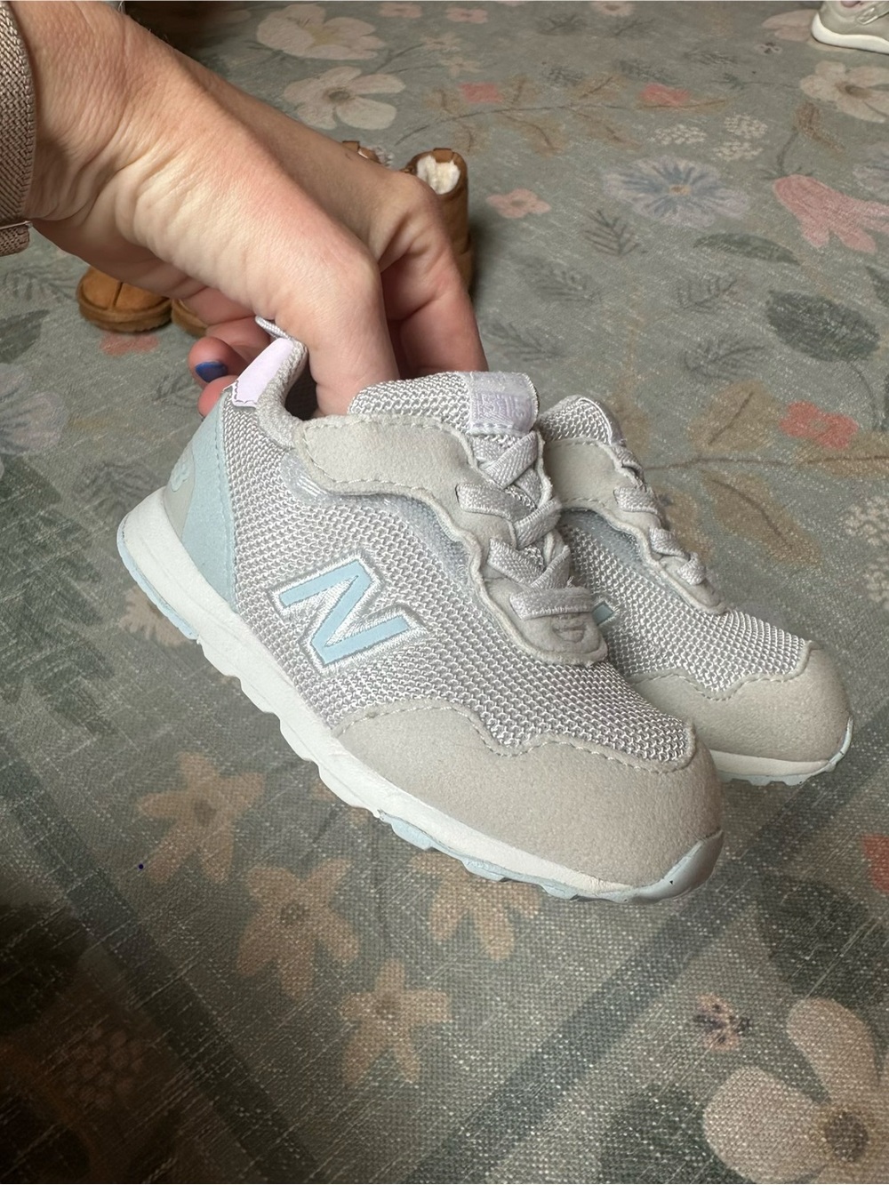 New Balance Kids Sneakers in Light Gray and Pale Blue